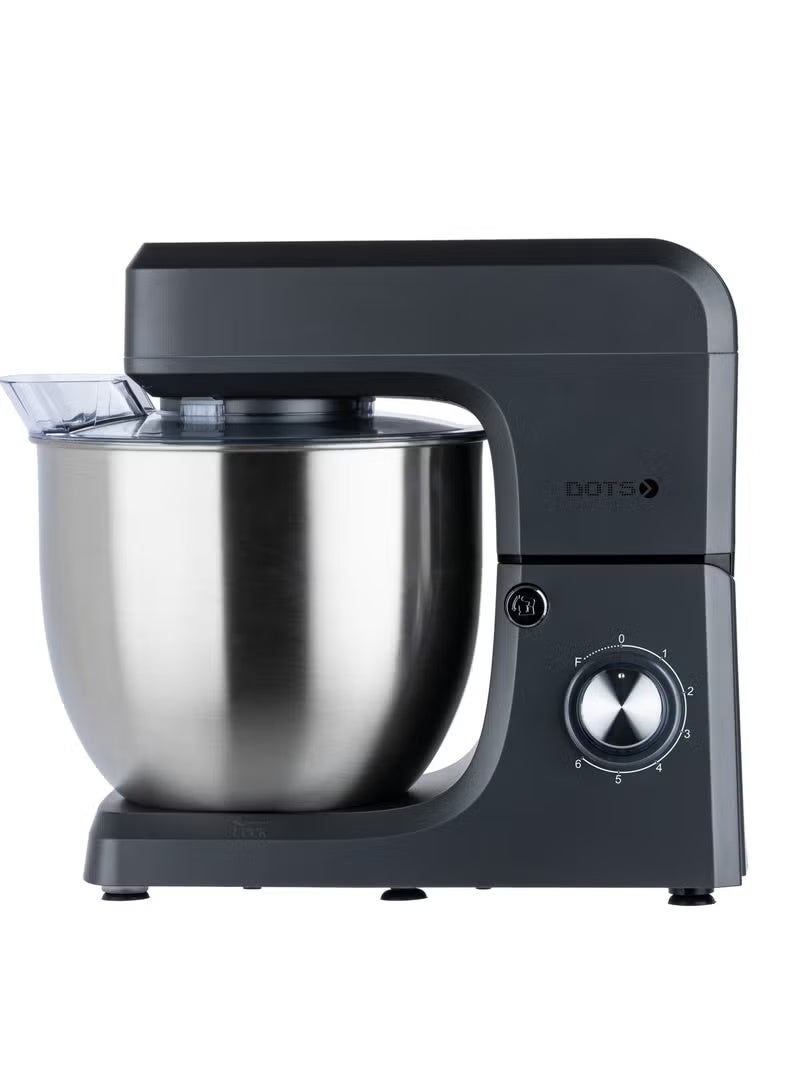 Dots Electric Wheel Stand Mixer 10L 1100W 6 Stainless Steel Bowl + Pulse Fermentation Function Whisk Hook Beater Safe to Wash Cordless Universal Universal Drive Safety Lock - Black - Image 2